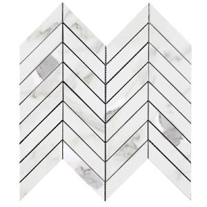 Calacatta Gold Italian Marble 1" x 4" Chevron Mosaic Tile Polished