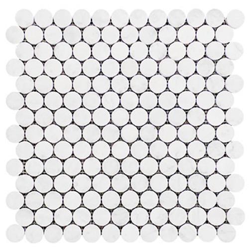 Bianco Dolomite Penny Round Mosaic Tile Polished