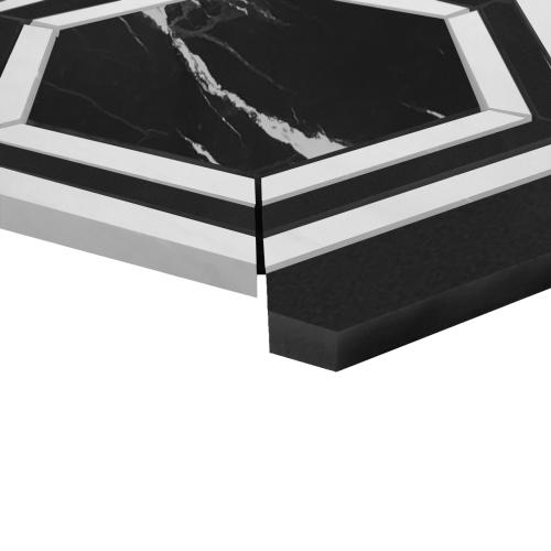 Nero Marquina Black Marble Hexagon with Bianco Dolomite Strips Mosaic Tile Honed