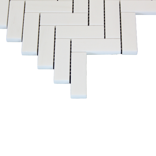 Bianco Dolomite Marble 1x3 Herringbone Mosaic Tile Honed