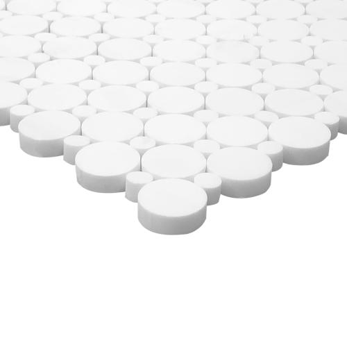 Bianco Dolomite Marble Penny Circles Mosaic Tile with Bianco Dolomite Circles Honed