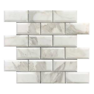 Calacatta Gold Italian Marble 2x4 Wide Bevel Subway Mosaic Tile Honed