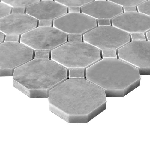 Bardiglio Gray Marble Octagon Mosaic Tile Honed