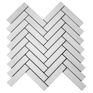 Bianco Dolomite Marble 1x4 Herringbone Mosaic Tile Polished