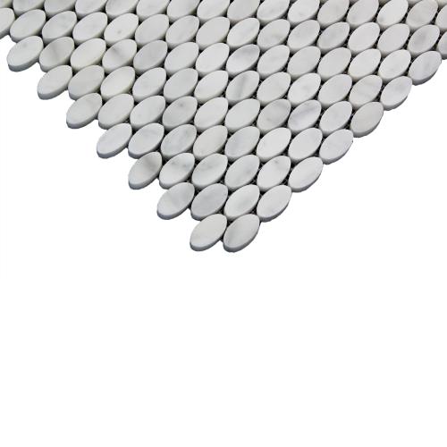 Carrara White Italian Marble Oval Ellipse Mosaic Tile Polished