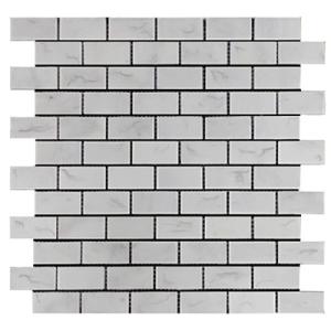 Carrara White Italian Marble 1" x 2" Brick Mosaic Tile Honed