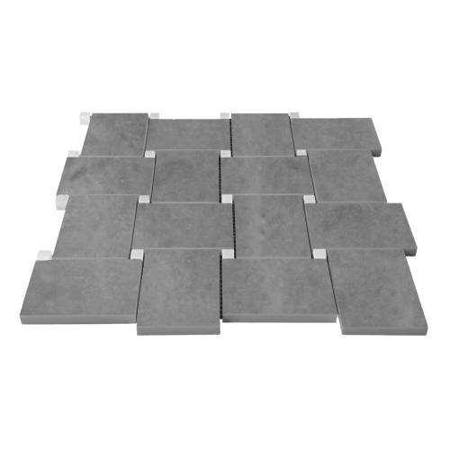 Bardiglio Gray Marble Large Basketweave with Bianco Dolomite Dots Mosaic Tile Honed
