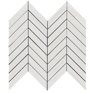Bianco Dolomite Marble 1" x 4" Chevron Mosaic Tile Honed