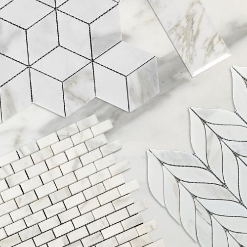 Calacatta Gold Marble Mini Brick Mosaic Tile Honed