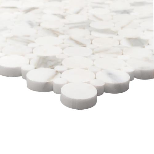 Calacatta Gold Italian Marble Penny Circles Mosaic Tile with Calacatta Circles Polished
