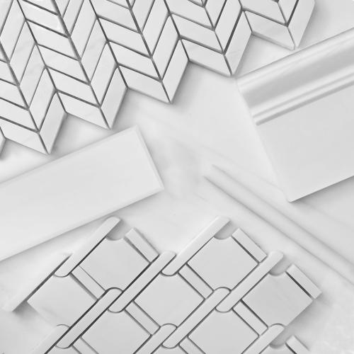4x12 Bianco Dolomite Marble Wide Bevel Subway Tile Polished