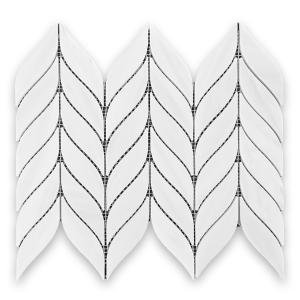 Bianco Dolomite Marble Leaf Shape Mosaic Tile Polished