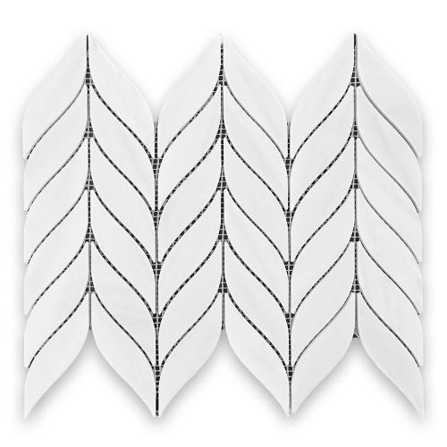 Bianco Dolomite Marble Leaf Shape Mosaic Tile Polished