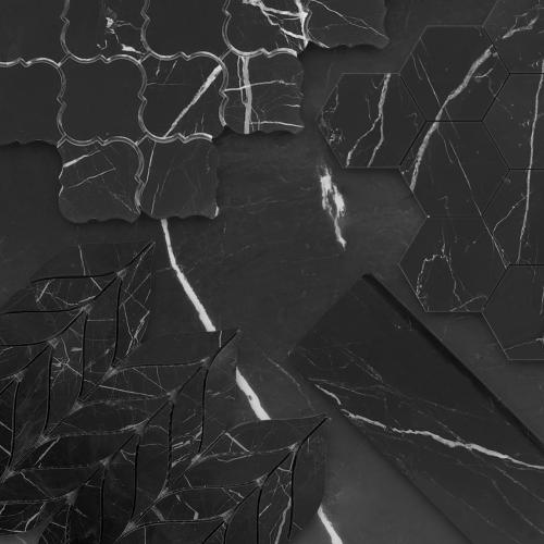 4x12 Nero Marquina Black Marble Bullnose Trim Tile Polished