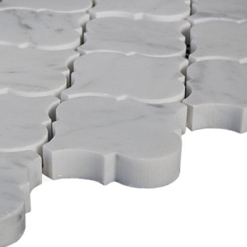 Carrara White Italian Marble Arabesque Baroque Mini Lantern Mosaic Tile Honed