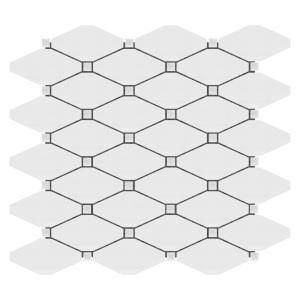 Bianco Dolomite Marble Long Octagon Rhomboid Mosaic Tile Polished
