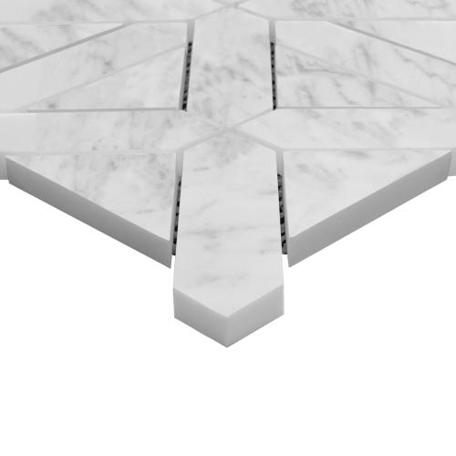 Carrara White Italian Marble Geometrica Mosaic Tile Honed