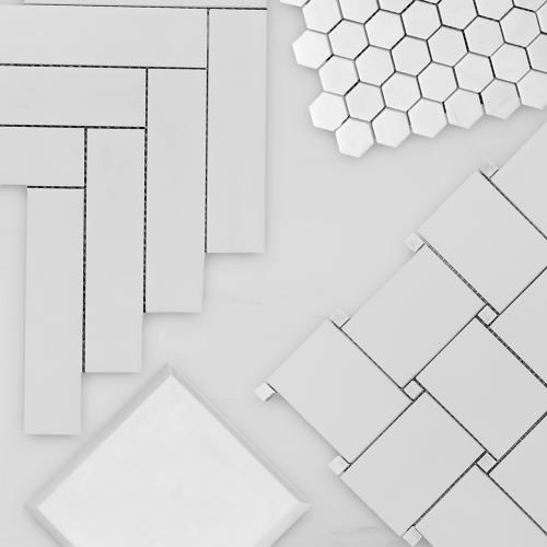 4x4 Bianco Dolomite Marble Wide Bevel Subway Tile Honed