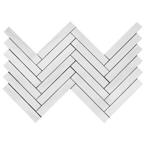 Bianco Dolomite Marble 1x6 Herringbone Mosaic Tile Honed