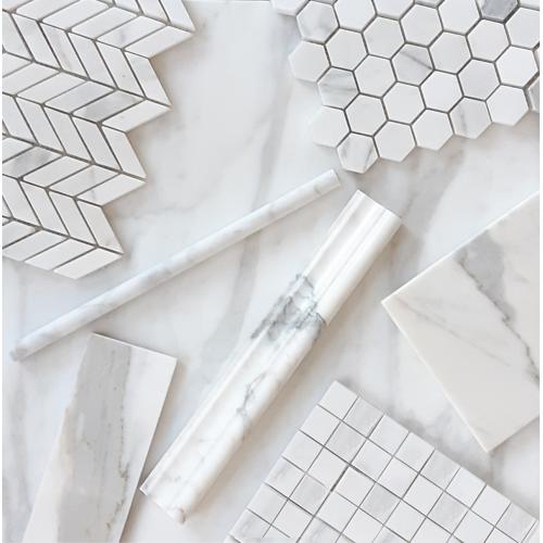Calacatta Gold Italian Marble 1X1 Mosaic Tile Honed