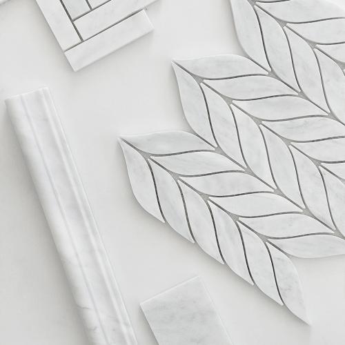 Carrara White Italian Marble Leaf Shape Mosaic Tile Polished