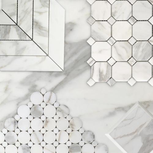 4x4 Calacatta Gold Italian Marble Subway Tile Wide Beveled Honed