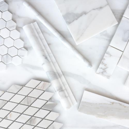 Calacatta Gold Italian Marble Diamond Mosaic Tile Honed
