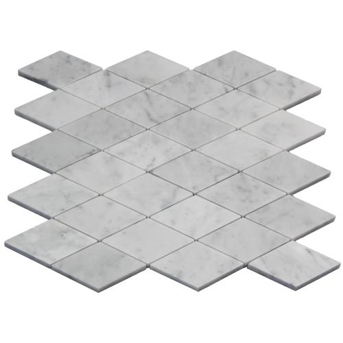 Carrara White Italian Marble Large Diamond Mosaic Tile Polished