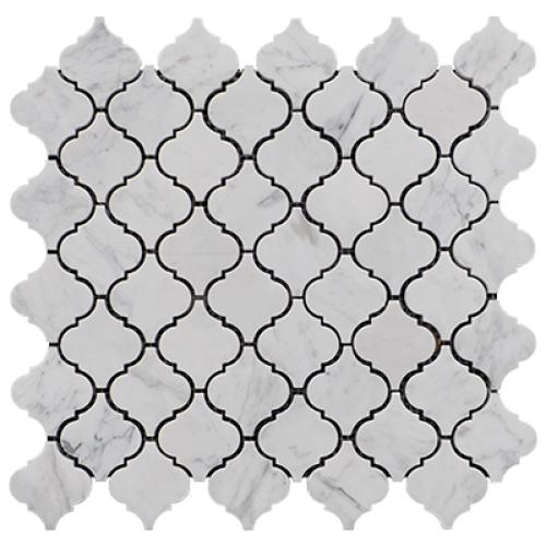 Carrara White Italian Marble Arabesque Baroque Mini Lantern Mosaic Tile Polished