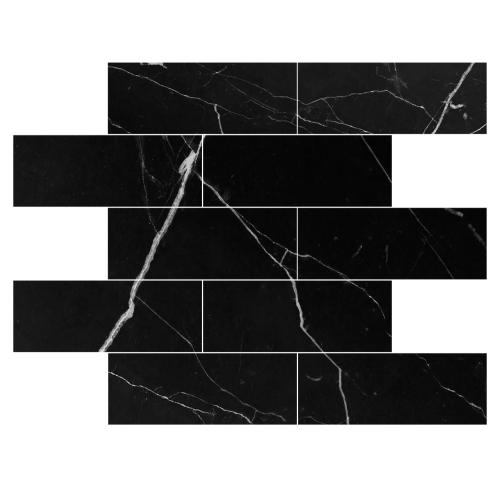 4x12 Nero Marquina Black Marble Tile Honed