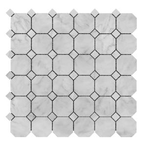Carrara White Italian Marble Octagon Mosaic Tile Polished