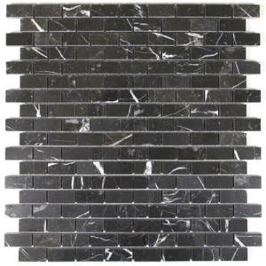 Nero Marquina Black Marble Mini Brick Mosaic Tile Polished