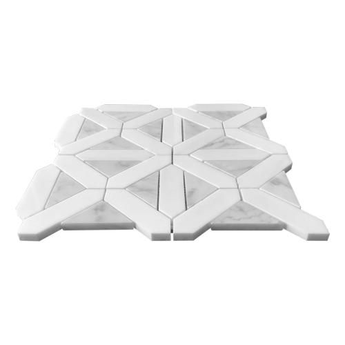 Bianco Dolomite Marble with Carrara White Triangles Geometrica Mosaic Tile Polished