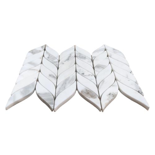 Calacatta Gold Italian Marble Leaf Shape Mosaic Tile Honed