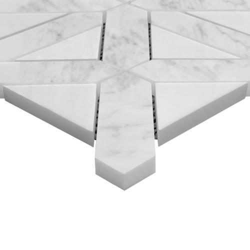 Carrara White Italian Marble with Bianco Dolomite Triangles Geometrica Mosaic Tile Polished