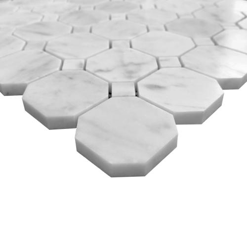 Carrara White Italian Marble Octagon Mosaic Tile Honed