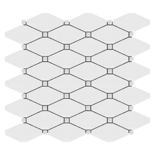 Bianco Dolomite Marble Long Octagon Rhomboid Mosaic Tile Honed