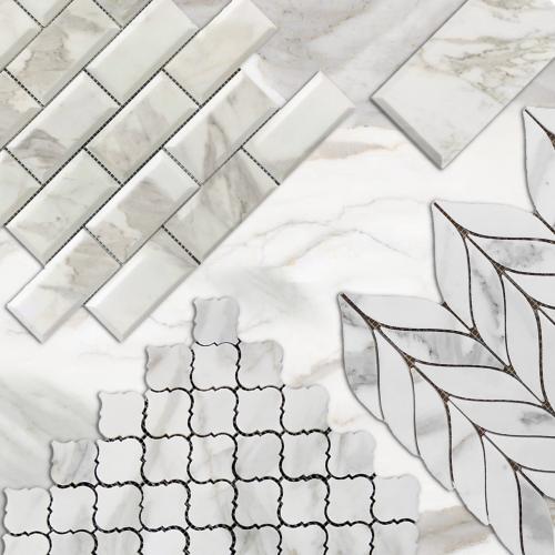 Calacatta Gold Italian Marble Leaf Shape Mosaic Tile Honed