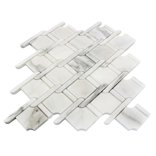 Calacatta Gold Marble Marbella Lynx Rope Design with Calacatta Gold Strips Mosaic Tile Polished