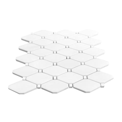 Bianco Dolomite Marble Long Octagon Rhomboid Mosaic Tile Honed