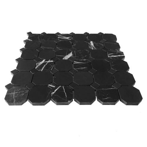 Nero Marquina Black Marble Octagon Mosaic Tile Polished