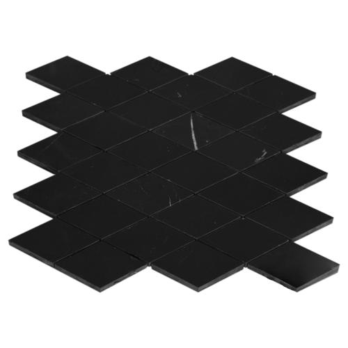 Nero Marquina Black Marble Large Diamond Mosaic Tile Honed