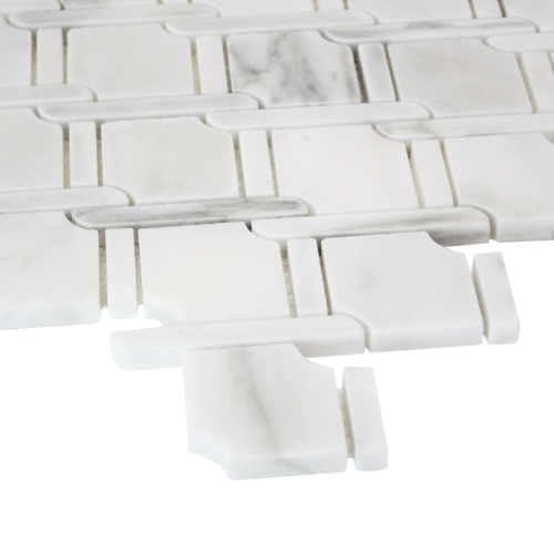 Calacatta Gold Marble Marbella Lynx Rope Design with Calacatta Gold Strips Mosaic Tile Polished