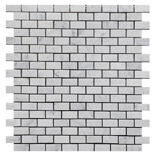 Carrara White Italian Marble Mini Brick Mosaic Tile Honed