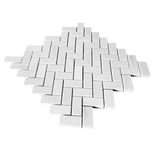 Bianco Dolomite Marble Herringbone Mosaic Tile Honed