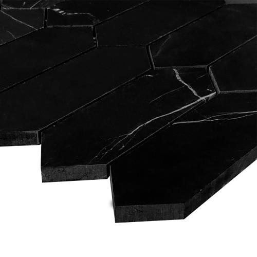 Nero Marquina Black Marble Picket Mosaic Tile Honed