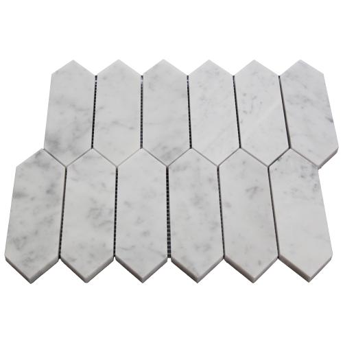 Carrara White Italian Marble Picket Mosaic Tile Polished