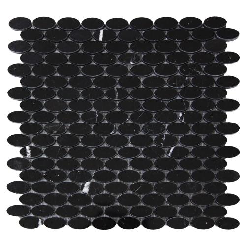 Nero Marquina Black Marble Ellipse Oval Mosaic Tile Polished