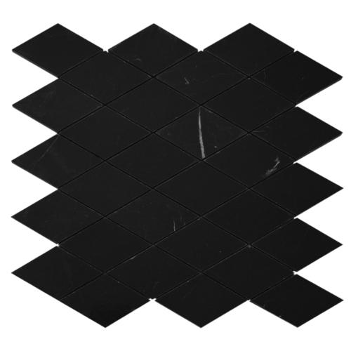 Nero Marquina Black Marble Large Diamond Mosaic Tile Honed