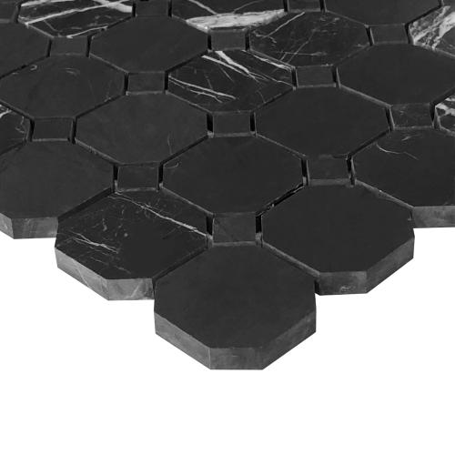 Nero Marquina Black Marble Octagon Mosaic Tile Polished
